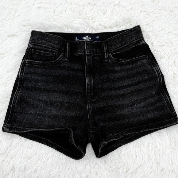 Hollister Pants - Hollister Women's Size 26 Waist High-Rise Black Wash Distressed Denim Shorts